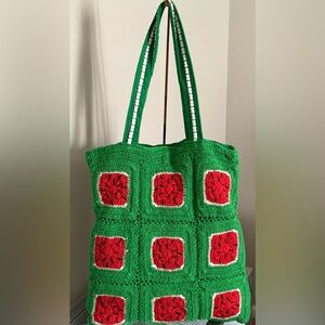 A&B Limited Edition Green and Red Watermelon Crochet Tote Bag NWT